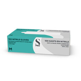 S-PRO Gants Jetables en Nitrile Bleu M x100