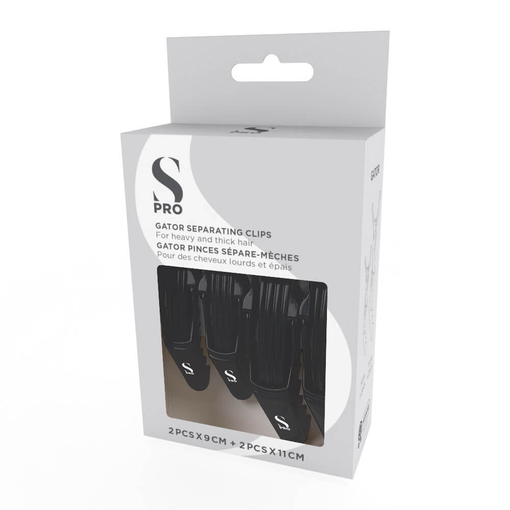 S-PRO Pinces Sépare-Mèches Strong Mix Noir 4pcs.