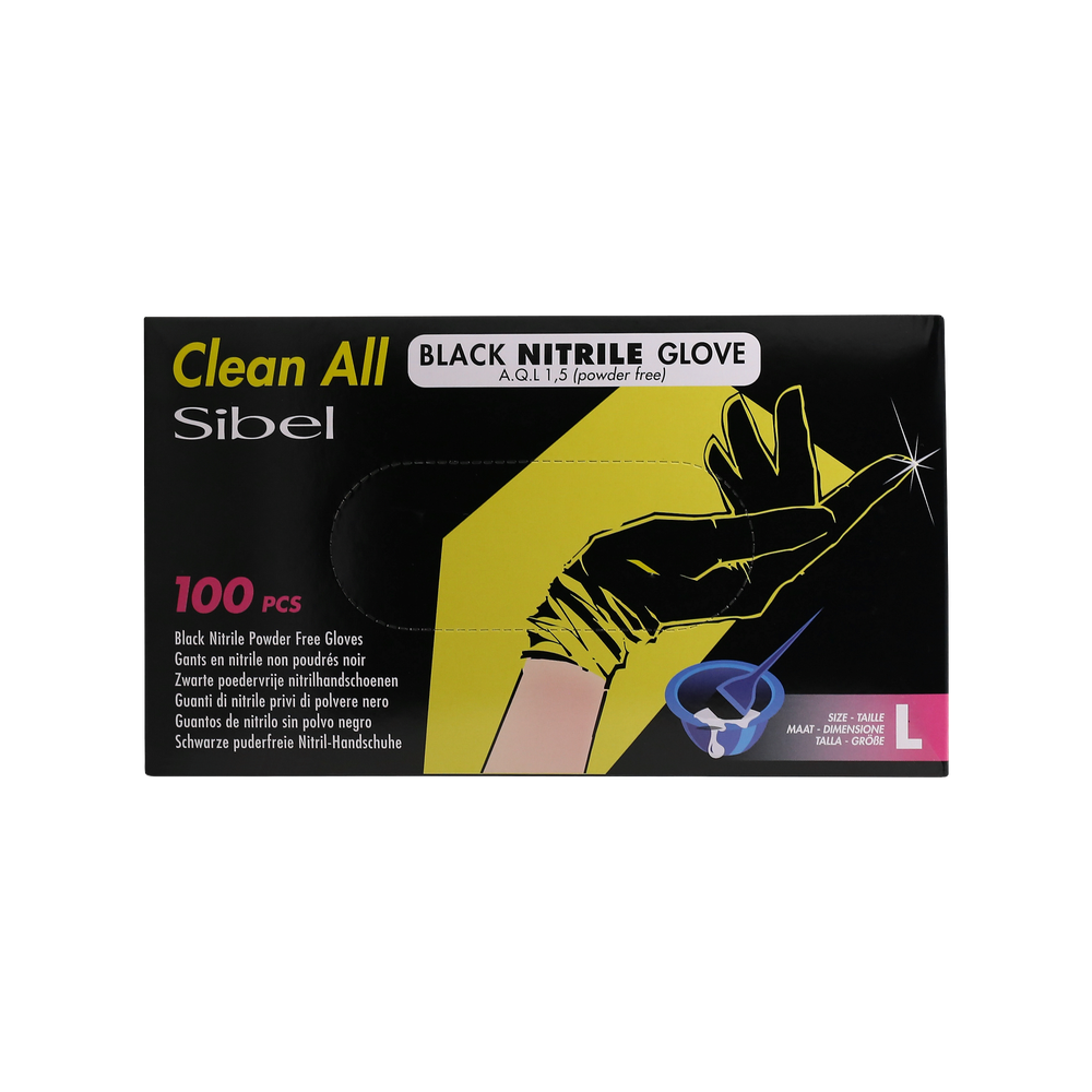 Clean All Gants Noirs en Nitrile L x100