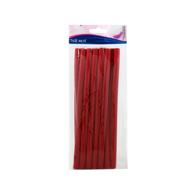 Sibel Lot de 12 Bigoudis Superflex Longs Rouge