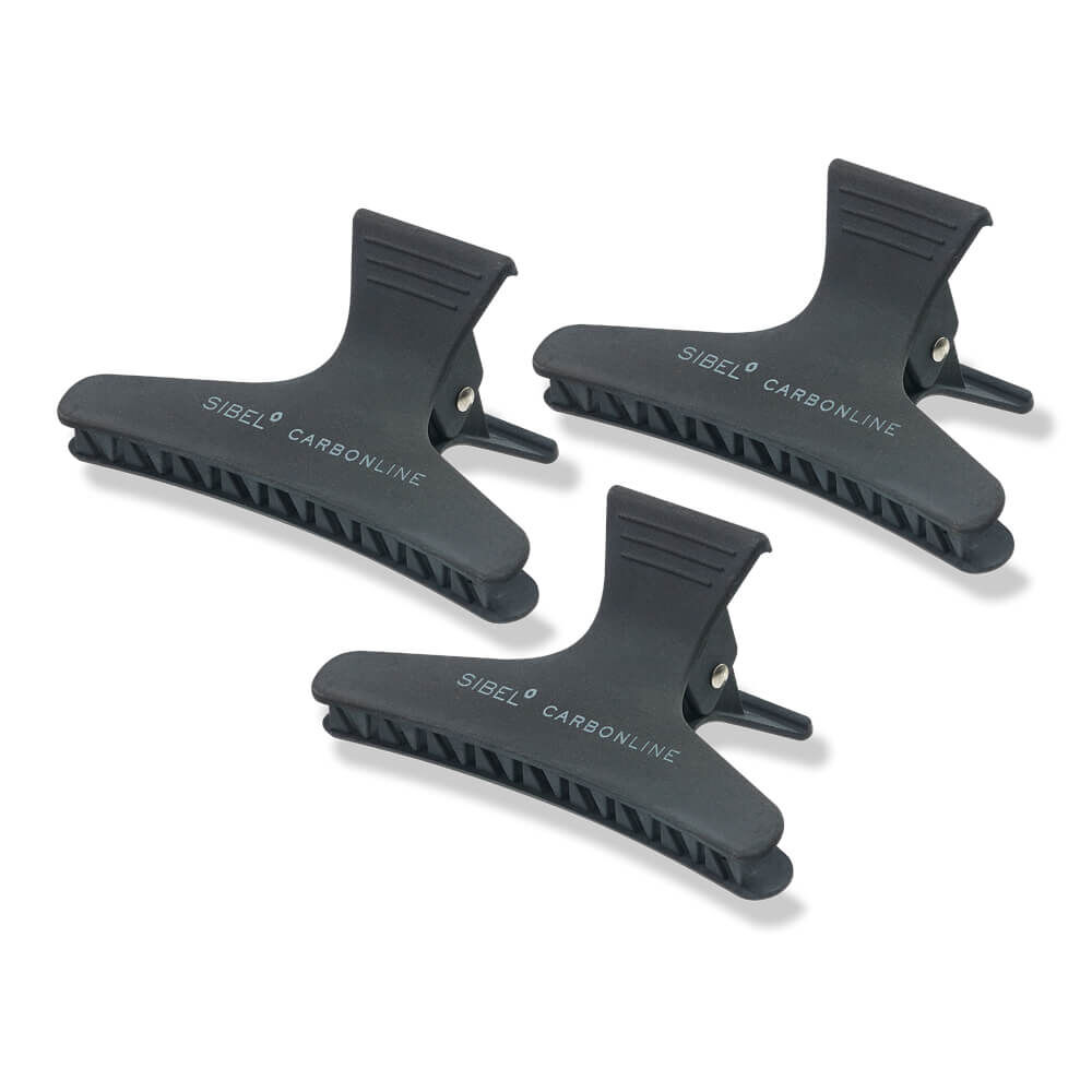 Sibel Pinces Sépare-Mèches Carbon Line 8cm Noir x3 Sibel Pinces Sépare-Mèches Carbon Line 8cm Noir x3