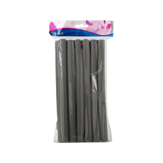 Sibel Lot de 12 Bigoudis Superflex Longs Gris