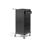 Sibel Chariot de service coiffure avec rangements et portes escamotables Noir